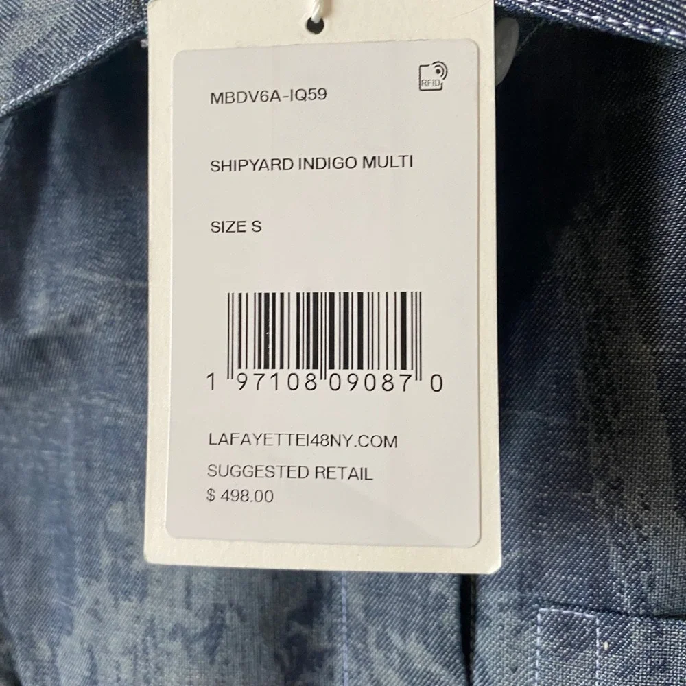 Lafayette 148 New York Sleeveless Shirt Shipyard Indigo Multi Print NWT - Picture 6 of 7